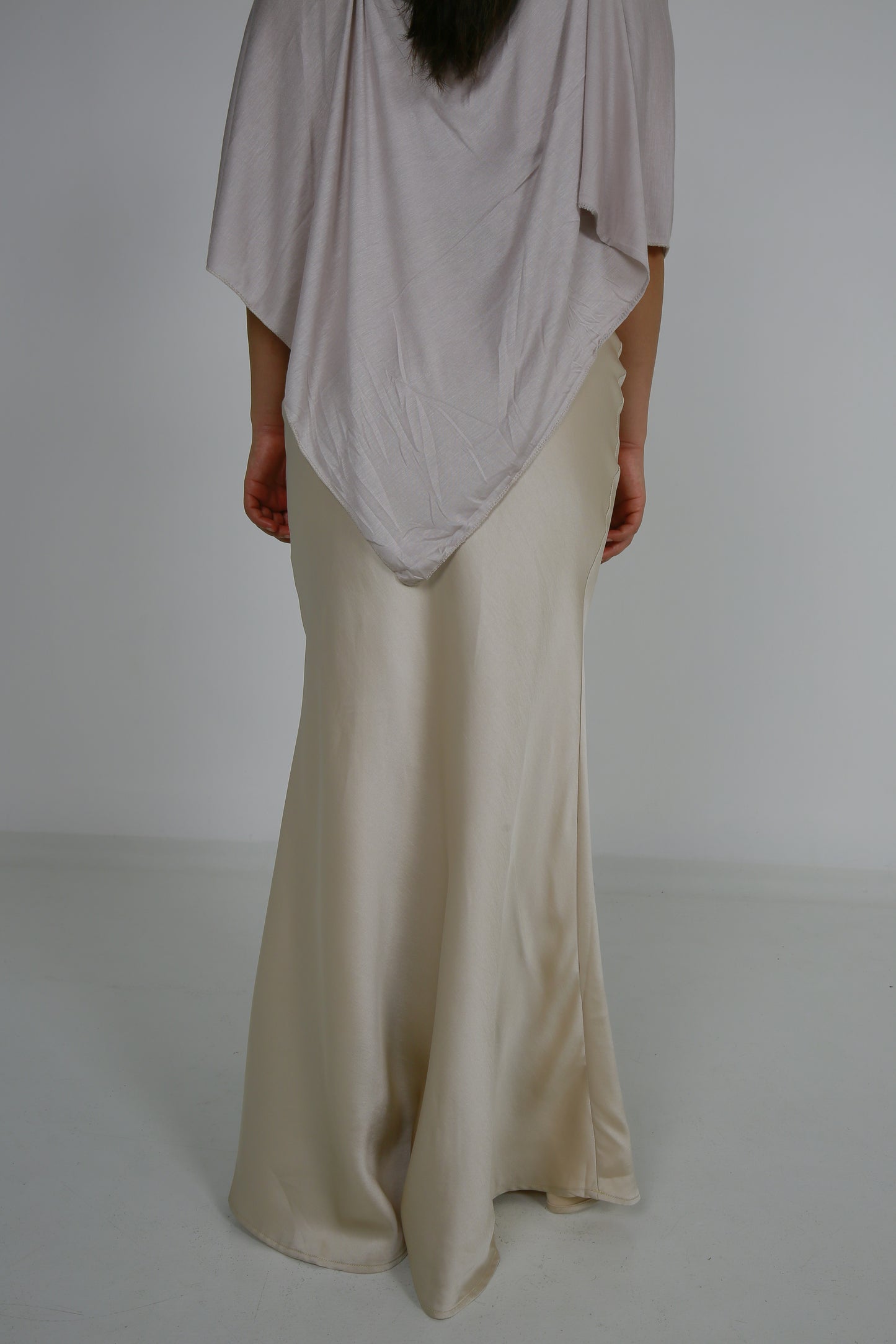 Beige Satin Skirt