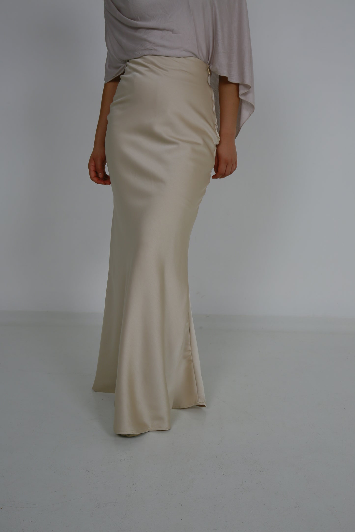 Beige Satin Skirt