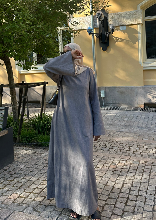 grey linen dresses Blue White Stripes Linen Rhapsody Dress