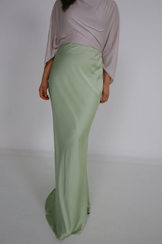 Green Satin Skirt